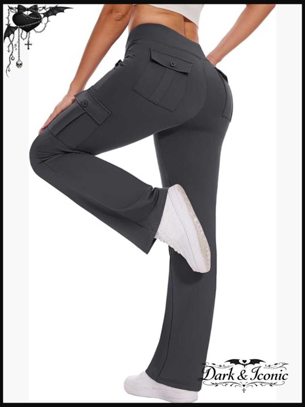 Flare Leggings with Cargo Pockets High Waist Yoga Pants Bootcut